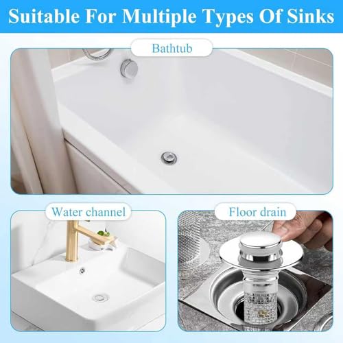 2-Piece Stainless Steel Bathroom Sink Drain Strainer Set