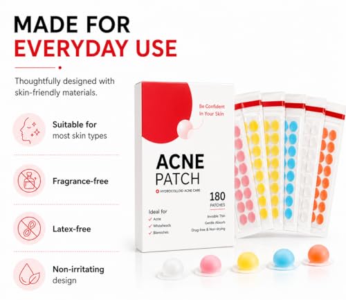 Invisible Acne Spot Patches - 180 Count Ultra Thin Hydrocolloid Stickers