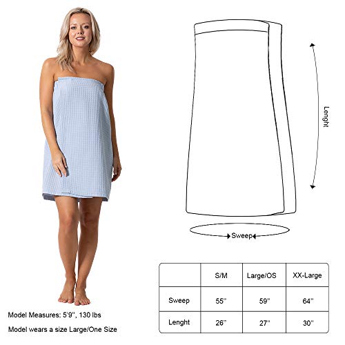 Turkish Linen Women's Waffle Spa Body Wrap Small-Medium Light Blue — Adjustable & Quick Dry