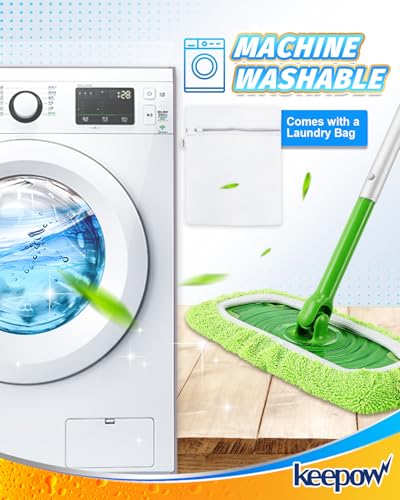 KEEPOW Dual-Material Mop Pads - 4 Pack Compatible with Swiffer