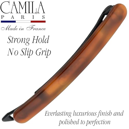 Camila Paris CP2250/2 French Tortoise Shell Hair Barrettes 2.5" for Women & Girls