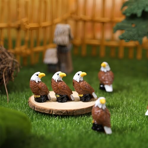 50 Mini Resin Bald Eagle Figurines for Garden & Decor