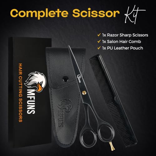 MFUNS 6.5” Professional Hair Cutting Scissors - High Carbon Stainless Steel Salon Shears