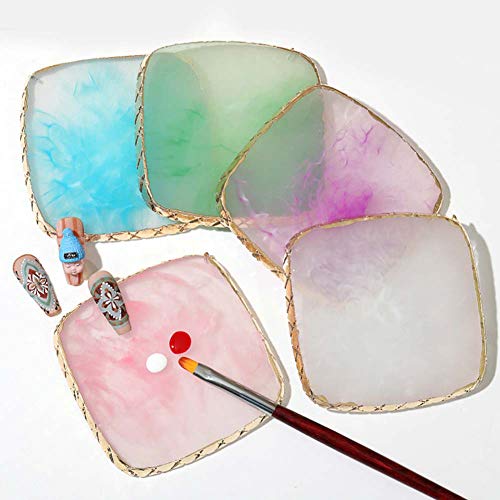 AKOAK Egg White 1 Pack Nail Square Palette Crystal Resin Agate Display Tool