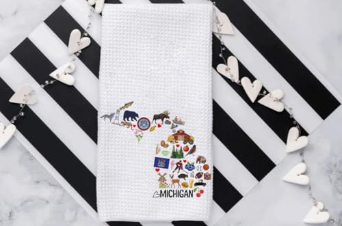 Michigan State Map Kitchen Towel - Soft & Absorbent Tea Towel