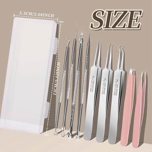 Teenitor Blackhead & Pimple Extractor Tool Kit - Stainless Steel Facial Tweezers & Comedone Removers