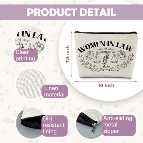 Women in Law Makeup Bag - Lawyer Gifts for Women, Law School Graduation Gift, Cosmetic Pouch