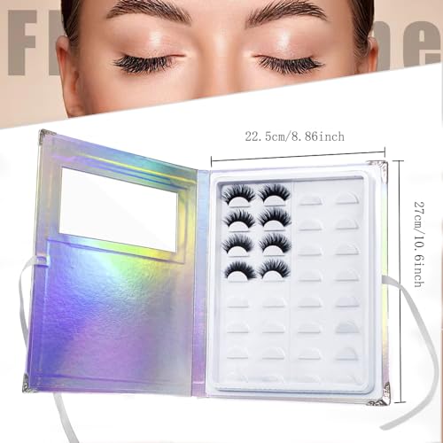 Assorted False Eyelash Organizer & Storage Case with Tweezer - Portable Lash Book