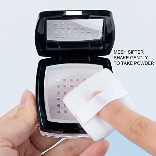 Refillable Makeup Powder Case with Mirror & Puff for Loose Powder