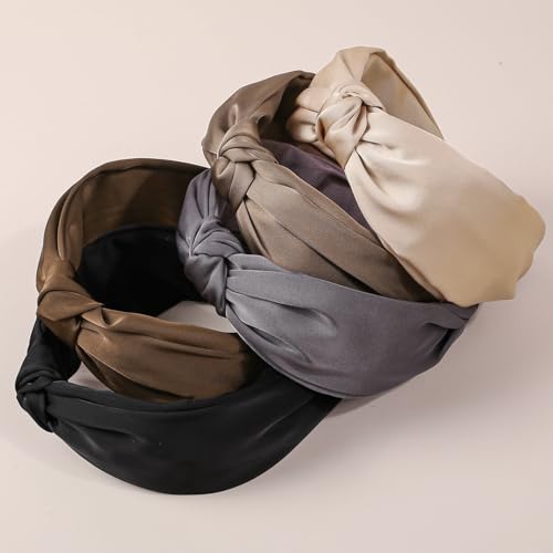 5Pcs Coffee Series Silk Knotted Headbands for Women