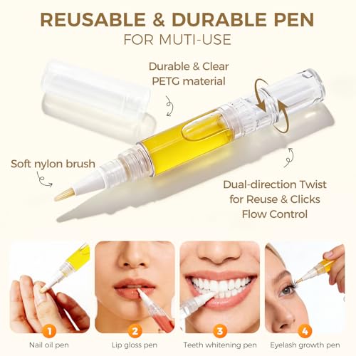 Refillable Cuticle Oil Pen Set - 3 Pack, 5ml Leak-Proof