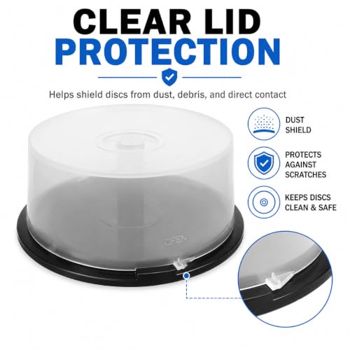 VOSAREA 25 Disc CD/DVD Storage Container with Clear Lid