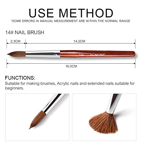 KADS 100% Kolinsky Sable Acrylic Nail Brush - Professional Size 14