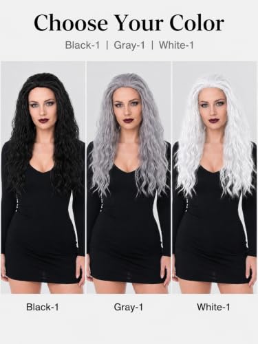HOMELEX Long Curly Witch Wig Gray-1 for Halloween, Cosplay & Costume