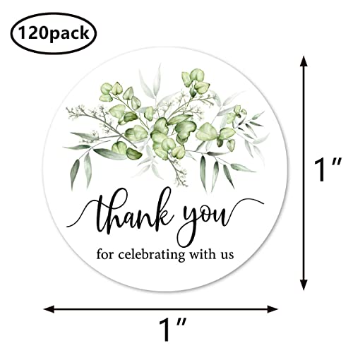 Greenery Thank You Mini Stickers, 1 Inch - 120-Pack Wedding & Baby Shower