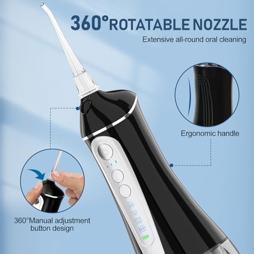 Grinest Cordless Water Dental Flosser - Portable Oral Irrigator with 6 Tips