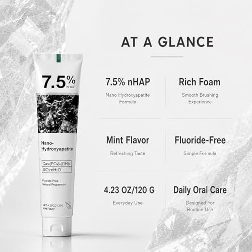 Ayzololo 7.5% Nano Hydroxyapatite Toothpaste, Fluoride-Free, Fresh Mint, 8.46 oz (Pack of 2)