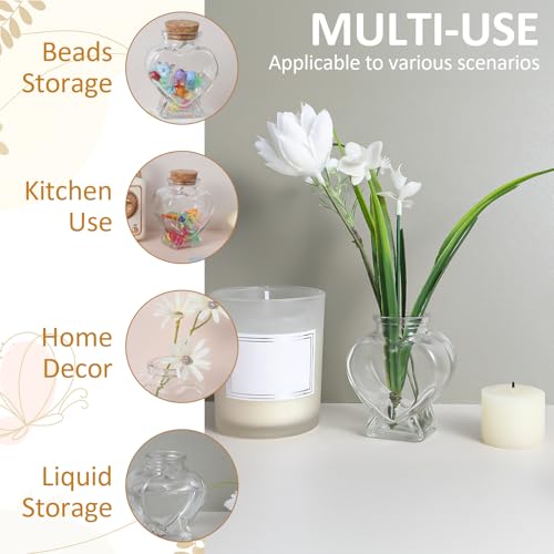 Mini Glass Bottles with Cork Stoppers - Heart & Star Shapes (2 Pcs)