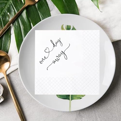 Geloar One Day Away Rehearsal Dinner Cocktail Napkins - 50 Pack, 2-Ply, 5x5 Inches