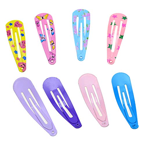 40 Pack Colorful 2-Inch Printed Snap Hair Clips for Kids & Teens