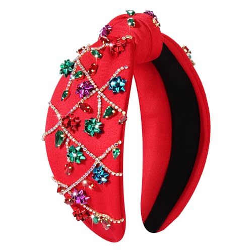 MOLOCH Rhinestone Xmas Bow Christmas Headband for Women Holiday Festive Hair Accessory