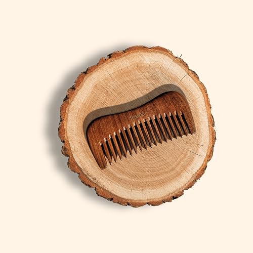 Resèt Natural Sandalwood Wooden Comb - Wide Tooth Hair Detangler & Massage Brush, Eco-Friendly & Anti-Static, Travel Size