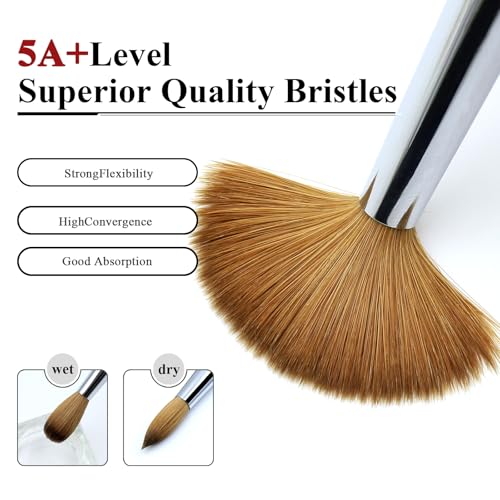 Kolinsky Acrylic Nail Art Brush #8 with Black Metal Handle