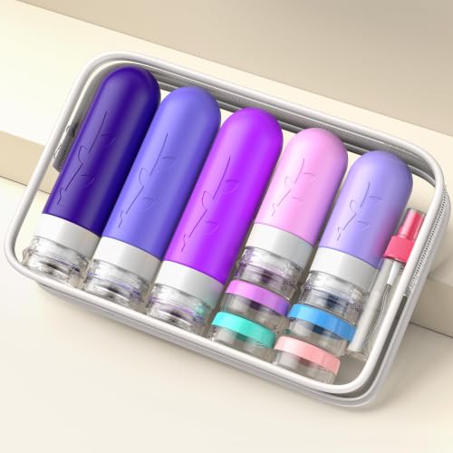 Aeomni Purple Travel Bottles 19ct Set – TSA Leak-Proof Refillable Toiletry Containers