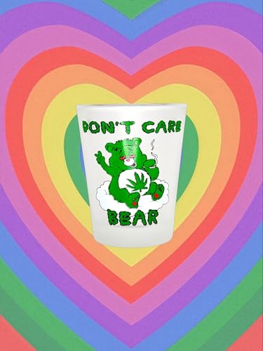 Don't Care Bear Shot Glasses - 1.5 oz Novelty Drinking Glasses