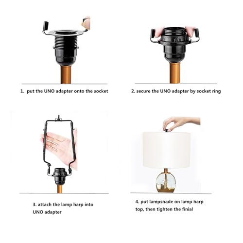 Adjustable Lamp Harp Holder Kit for 7-10 Inch Lampshades - Black