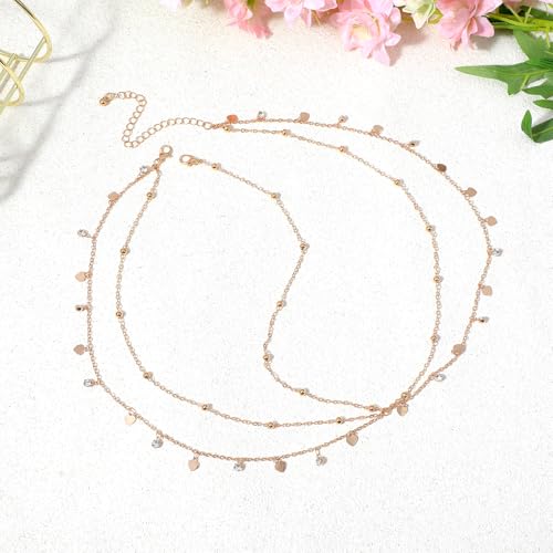 Gold Head Chain with Rhinestones & Sequin for Women Girls Egyptian Hair Accessories Festival Prom Wedding Bridal