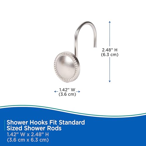 Kenney Decorative Shower Curtain Hooks - Set of 12 Brushed Nickel