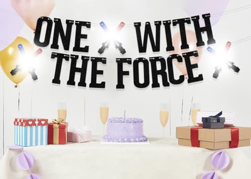 One With The Force Birthday Banner - Holographic Glitter Decor