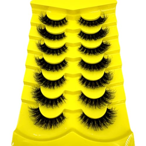 HBZGTLAD 7 Pairs 3D Mink False Eyelashes Fluffy Natural Wispy Reusable W1