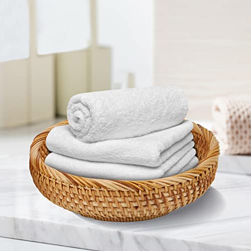 Natural Rattan Round Fruit Basket - Hand Woven Storage Bowl