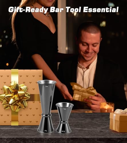 PAGWS 2-Pack Stainless Steel Cocktail Jiggers - 1oz/2oz & 0.5oz/1oz