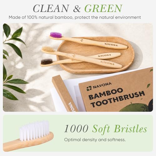 10-Pack Eco-Friendly Bamboo Toothbrushes with Soft Bristles