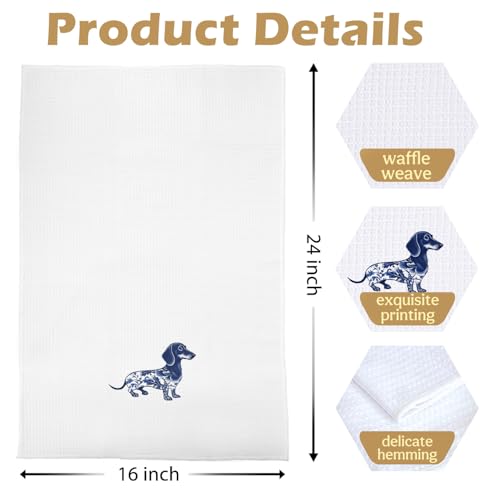 Dachshund Decorative Kitchen Towels - Set of 2, 16x24 Inch Waffle Weave