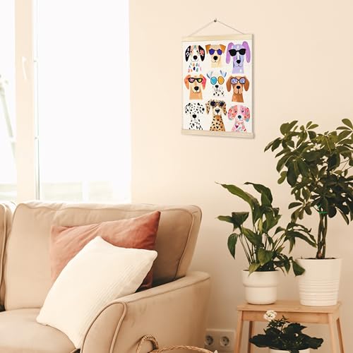 BESERH Colorful Dog Wall Art Poster - 12x16 Inch Framed Canvas for Kids & Nursery