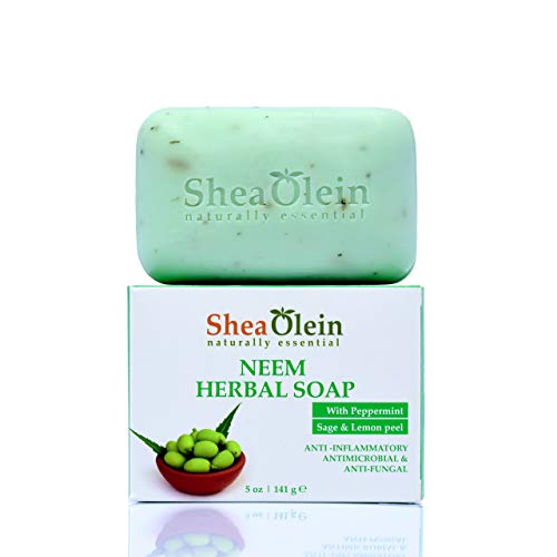 Neem Herbal Soap with Peppermint, Sage & Lemon Peel - Organic Shea Olein 5oz