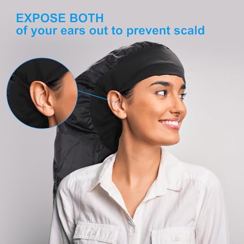 HIFILTURE Black Upgraded Large Hooded Hair Dryer Bonnet Cap with Long Tube