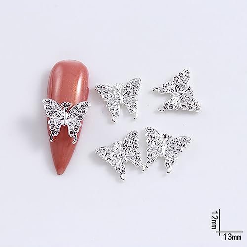 Gold & Silver 20Pcs Butterfly Nail Charms Set for Nail Art - 3D Rhinestones DIY Decoration