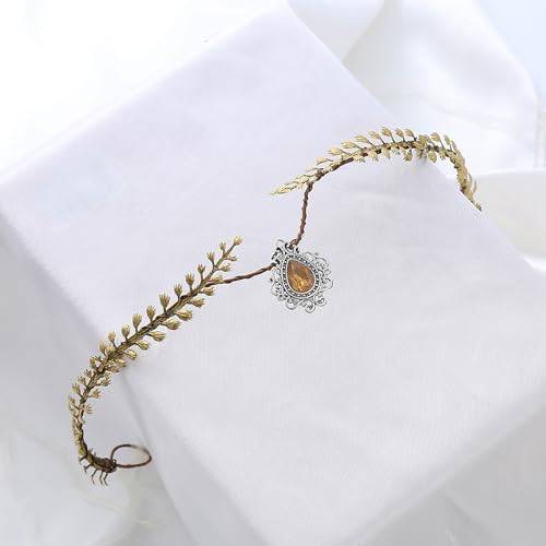 Vivivalue Gold Fairy Crown Headband Elf Floral Headpiece E - Women Men