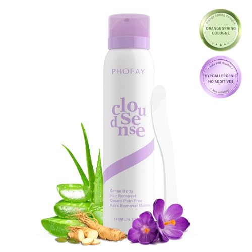 PHOFAY Smooth Hair Removal Cream for Women and Men Sensitive Skin ? Fast-Acting with Aloe & Hyaluronic Acid Cloudsense Hair Removal Spray Dermatologist-Recommended (1, Spray Depilatory Cream)