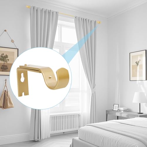 Heavy Duty Adjustable Curtain Rod Brackets - 3 Pack Gold