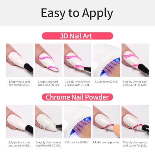 Ozzeal 3D Gel Nail Art Kit, Clear Sculpting & Rhinestone Glue, UV/LED Safe