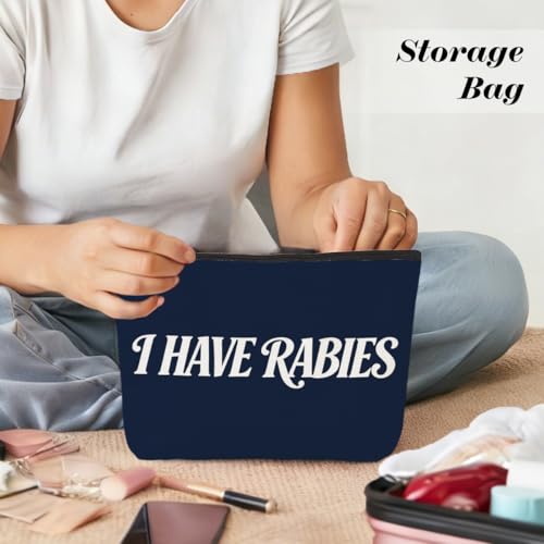 PQV Navy Blue Funny Makeup Bag for Women - Sarcastic Humor Travel Toiletry Pouch