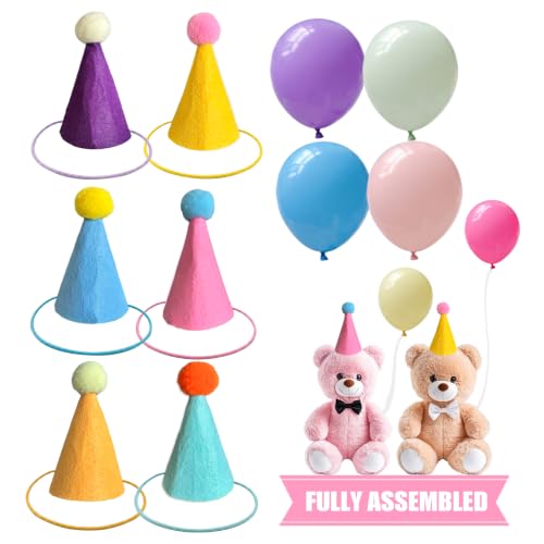 Mini Party Hats and Balloons Set for Stuffed Animals - 12 PCS