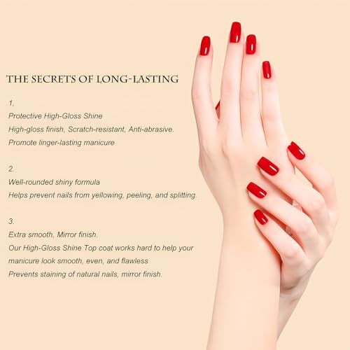 Vishine 2 Pack 16ml No Wipe High Gloss Gel Top Coat for UV LED Nail Polish