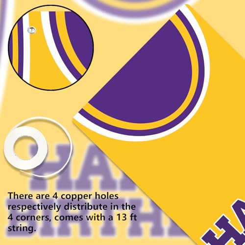 24th Birthday Basketball Banner Backdrop - Purple & Gold Decor